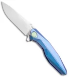 Rike Knife 1508S Integral Framelock Flipper Blue Titanium (3.25" Bead Blast)
