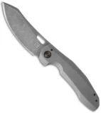 TuffKnives Custom Tanic 2 Knife Gray BB Titanium (3.5" Acid SW)