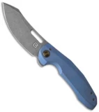 TuffKnives Custom Tanic 2 Flipper Knife Blue Titanium (3.5" Acid SW)