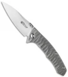 Maxace Corvus Framelock Flipper Knife Gray Ti (3.75" Satin M390)