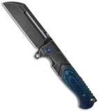 Andre de Villiers Custom Mega Butcher Knife Green/Blue Twill (4.5" Distress) AdV