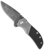 Calavera Cutlery Small El Patron Flipper Knife Black Micarta (3.25" Acid Wash)