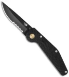 GT Knives Police Drop Point Manual Knife (3.625" Black Serr) GT102
