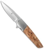 Jason Clark Custom Standard Flipper Knife Maple Burl (3.625" Satin)