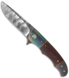 George Muller LL-BB Flipper Knife Red LSCF/Zirconium (3.75" Damasteel)