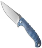 Diskin Volcan Flipper Frame Lock Knife Fluted Blue Titanium (4" Stonewash)