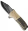 Burr Oak Knives Coffin Nail Flipper Knife Mokume/Brass CF (3.5" San Mai)