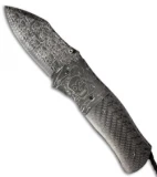 Burr Oak Knives Full Dress Dreadnought Knife Skull/Carbon Fiber (3.5" Damascus)