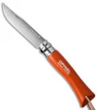 Opinel No 7 Trekking Stainless Steel Knife Tangerine + Leather (3.25" Satin)