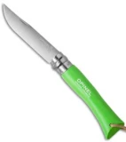 Opinel No 7 Trekking Stainless Steel Knife Green + Leather (3.25" Satin)