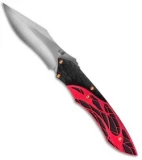 Dew Hara Custom Ichi Liner Lock Knife Black/Red (3.5" Mirror) Japan