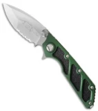 Microtech DOC Flipper Knife Green Aluminum (3.75" Bead Blast Serr) 153-8GR