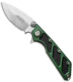 Microtech DOC Flipper Knife Green Aluminum (3.75" Satin Serr) 153-5GR