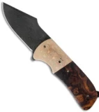 Burr Oak Knives Harpoon Flipper #3 Knife Ironwood/Mokume (3.75" Damascus)