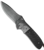 Burr Oak Knives Viper Flipper Knife Carbon Fiber (3.75" Damascus) #3