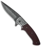 Crawford Custom Kasper Drop Point Flipper Knife Red LSCF (3.5" Damascus)