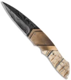Corrie Schoeman D Vour Flipper Knife Mammoth/Bronze (3.25" Damascus)