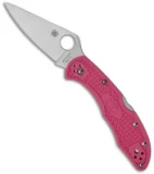 Spyderco Delica 4 Knife Flat Ground Pink FRN (2.88" Satin Plain) C11FPPN