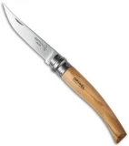 Opinel Knives No 8 Slim Stainless Steel Folding Knife Olive Wood (3.12" Satin) #