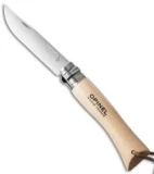 Opinel Knives No 7 Stainless Steel Knife Beech Wood + Leather Lanyard (3" Satin)