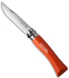 Opinel Knives No. 7 Stainless Steel Knife Orange Beech Wood (3" Satin) #7 SS