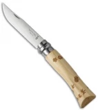 Opinel No. 7 Nature "Footprints" Stainless Steel Knife Beech Wood (3" Satin)