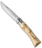 Opinel No. 7 Nature "Leaves" Stainless Steel Knife Beech Wood (3" Satin)