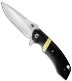 Olamic Cutlery Wayfarer Flipper Knife Black/Yellow G-10 (4" Satin) W677