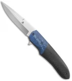 Jason Clark Hybrid Drop Point Flipper Knife Carbon Fiber/Blue Twill (3.5" Matte)