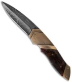 Corrie Schoeman D Vour Flipper Knife Banksia Pod/Bronze (3.375" Damascus)