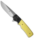 Jason Clark Custom Hunter Flipper Frame Lock Knife CF/Yellow G-10 (3.625" Satin)