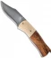 Burr Oak Knives Folding Bowie Knife Ironwood/Mokume (3.625" San Mai Damascus)