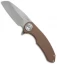 Curtiss Knives F3 Wharncliffe Frame Lock Knife Brown G-10 (3.25" Stonewash)