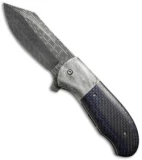 Chuck Gedraitis XL Puffin Knife Blue LSCF/Damascus (3.75" Starfire)