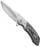 Olamic Cutlery Wayfarer Liner Lock Knife Silver Twill CF (4" Mirror) W422