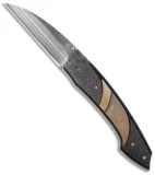 Corrie Schoeman X-Ist Liner Lock Knife Bronze/LSCF (3.5" Damascus)