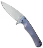 Gavko Custom Small Flipper EDC Frame Lock Knife Blue Titanium (3.5" Stonewash)
