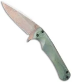 Gavko Custom Small Flipper EDC Frame Lock Knife Grn Titanium (3.5" Cu Stonewash)