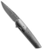 Jason Clark Custom Hybrid Drop Point Flipper Knife Carbon Fiber (3.5" Damascus)