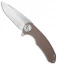 Curtiss Knives F3 Frame Lock Knife Brown G-10/Titanium (3.5" Stonewash)