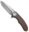 Curtiss Knives F3 Medium Frame Lock Knife Brown G10 (3.5" Stonewash)