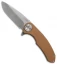 Curtiss Knives F3 Medium Frame Lock Knife Coyote G-10 (3.5" Stonewash)