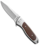 Rod Olson Custom M9 Titanium Button Lock Flipper Knife Brown Micarta (3" Satin)