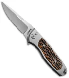 Rod Olson Custom M9 Titanium Button Lock Flipper Knife Jigged Bone (3" Satin)