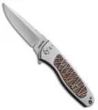 Rod Olson Custom M9 Titanium Button Lock Flipper Knife Cu TextureTech (3" Satin)