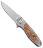 Rod Olson Custom M9 Titanium Button Lock Flipper Knife Maple (3" Satin)