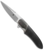 Jason Clark Custom Hybrid Drop Point Flipper Knife Carbon Fiber (3.5" Stonewash)