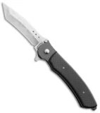 John Kubasek Fighting Tanto Recurve Flipper Knife Carbon Fiber (3.5" Damasteel)