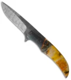 George Muller LL-BB Flipper Knife Mammoth Molar (3.75" Damascus)