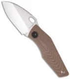Strider SJ75 Mini Framelock Knife w/ Brown G10 Heat Striped Titanium (3" Plain)